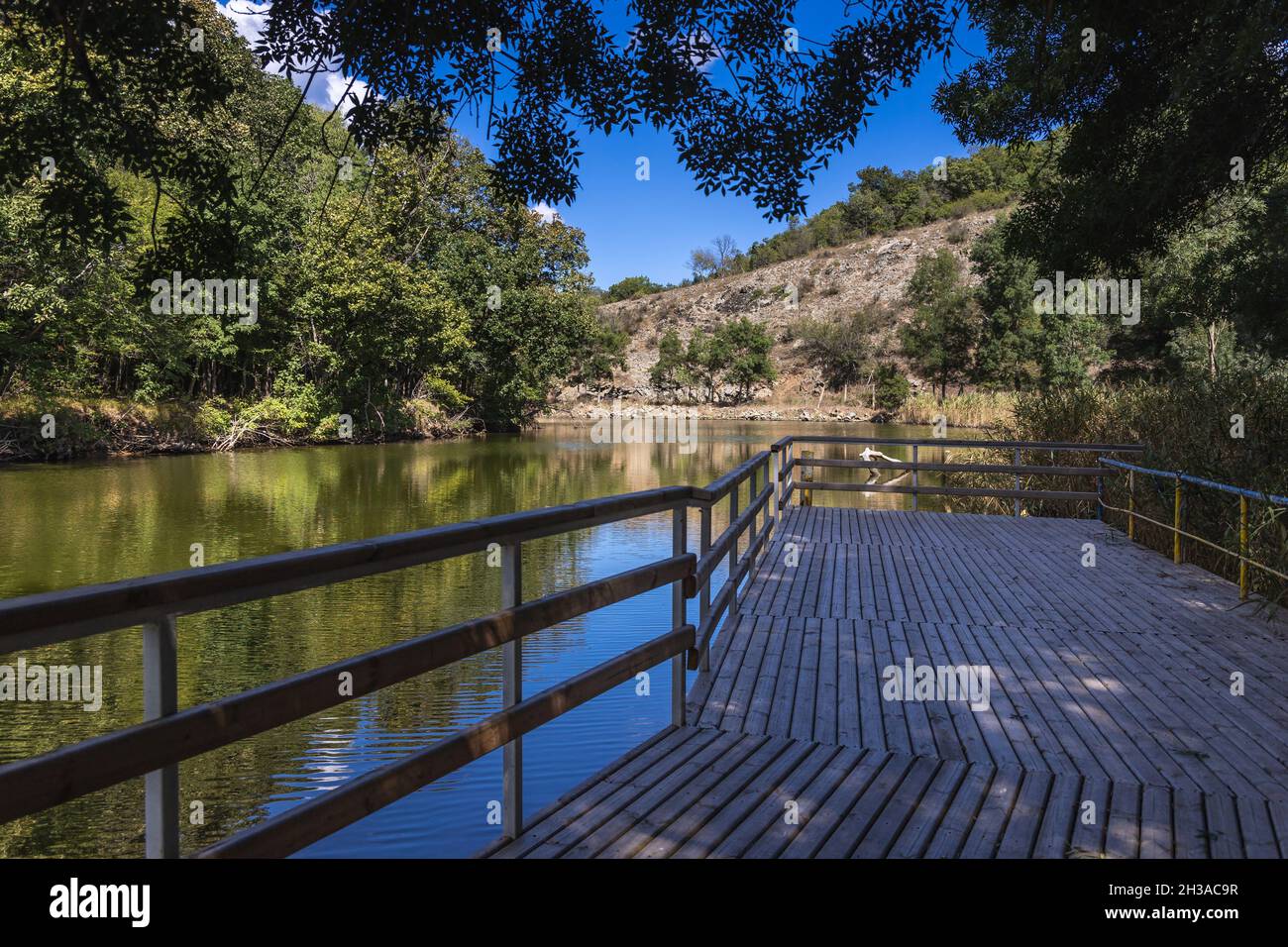 Wooden boat platform in Nature Reserve of Ropotamo river near Primorsko  seaside resort in Bulgaria Stock Photo - Alamy