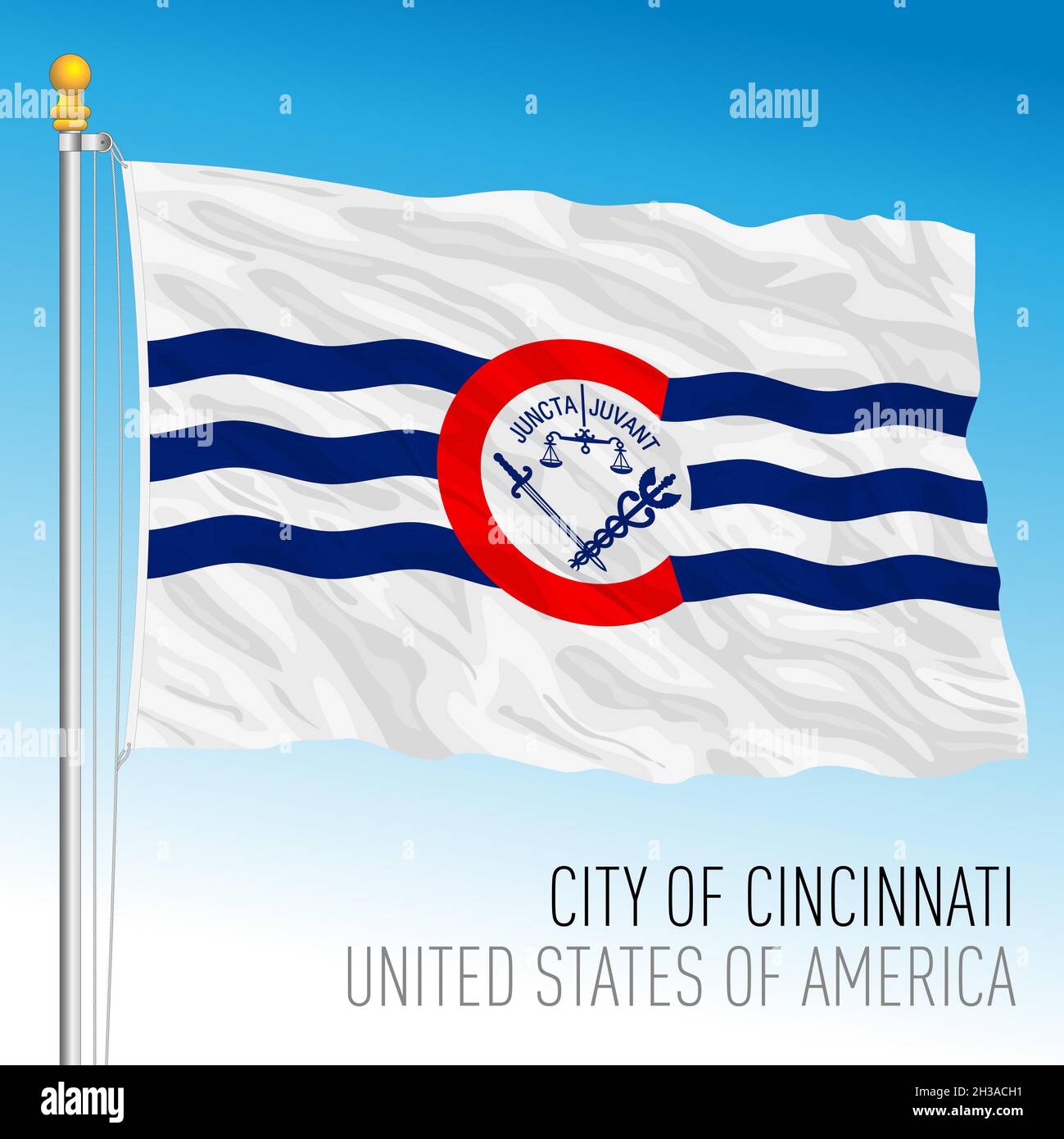 City of Cincinnati flag, Ohio, United States, vector illustration Stock