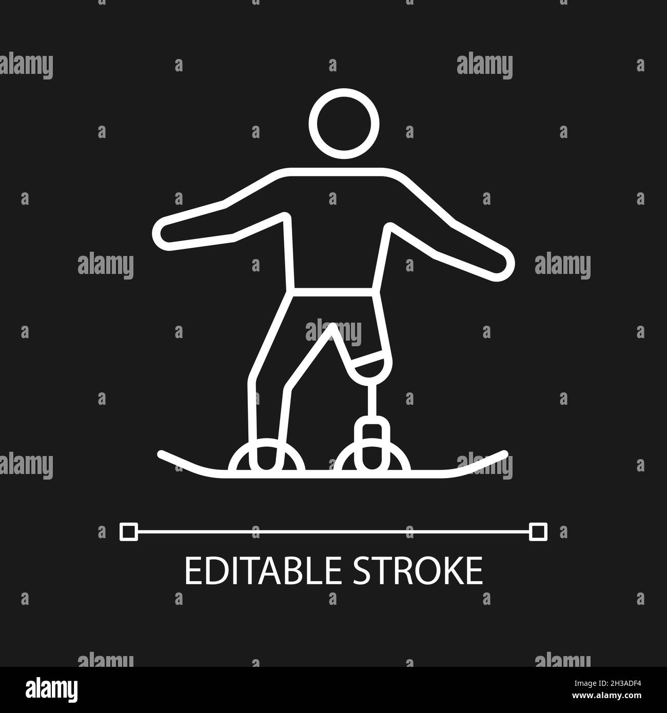 Snowboarding white linear icon for dark theme Stock Vector
