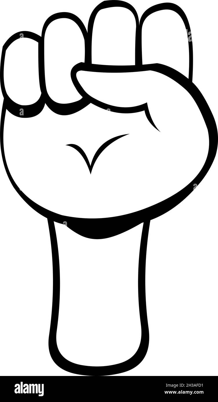 Vector illustration of a hand with a clenched fist, drawn in black and