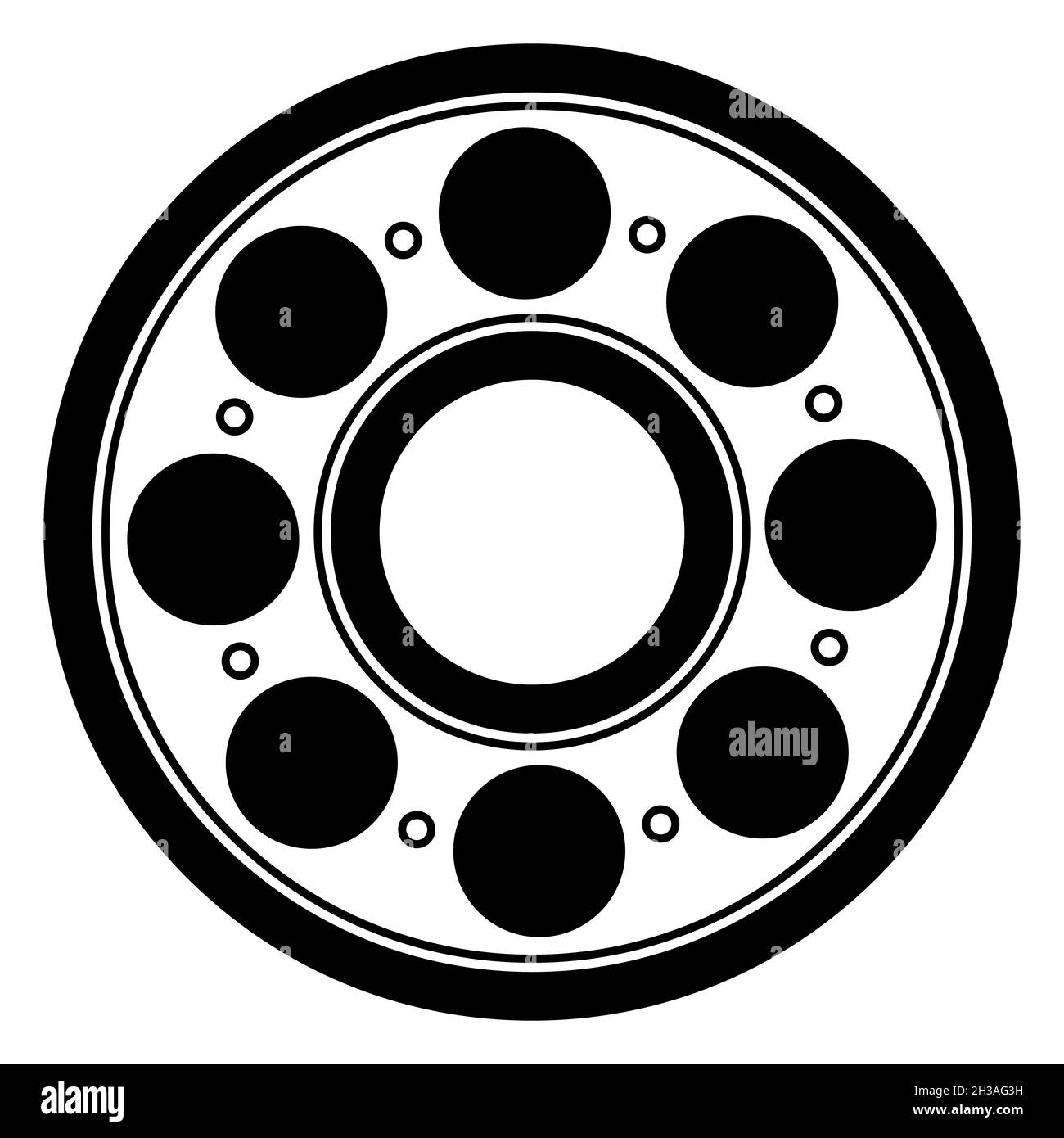 Ball bearing mechanism rotation, rolling with least resistance icon stock illustration Stock Vector