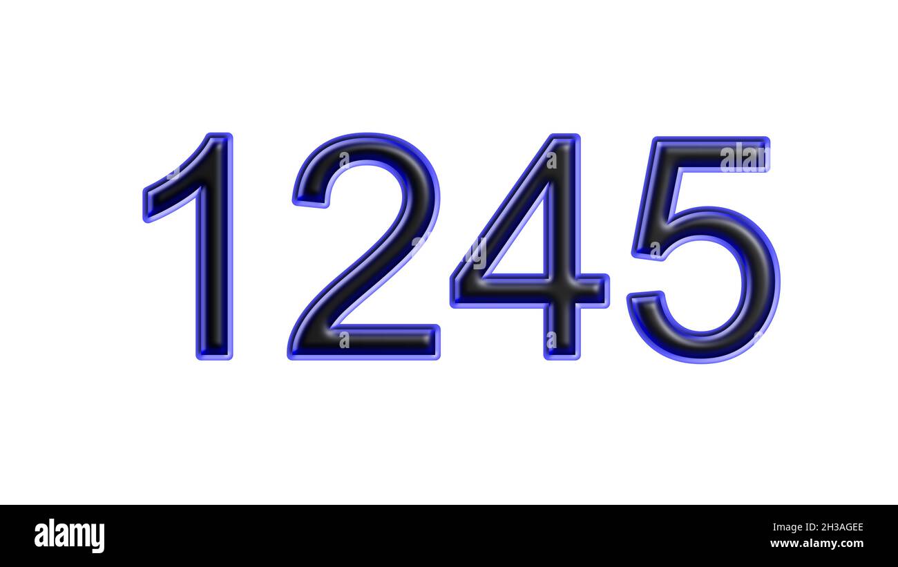 blue 1245 number 3d effect white background Stock Photo