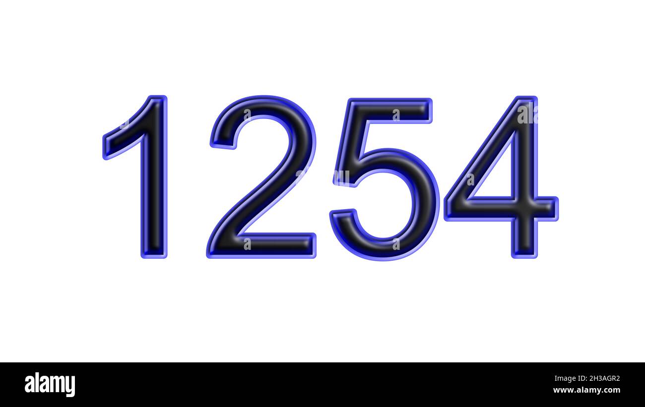 blue 1254 number 3d effect white background Stock Photo - Alamy