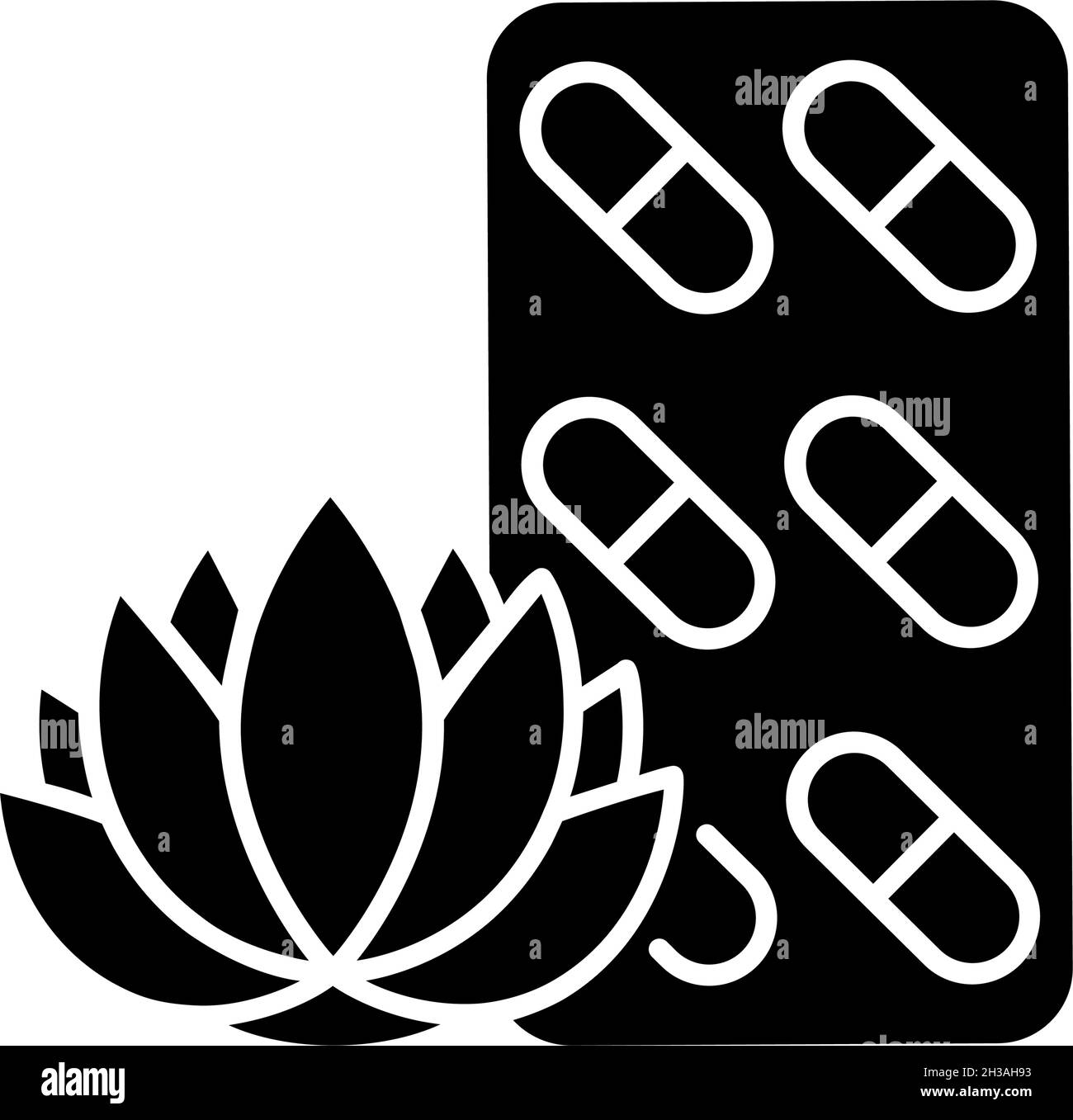 Tranquilizing supplements black glyph icon Stock Vector