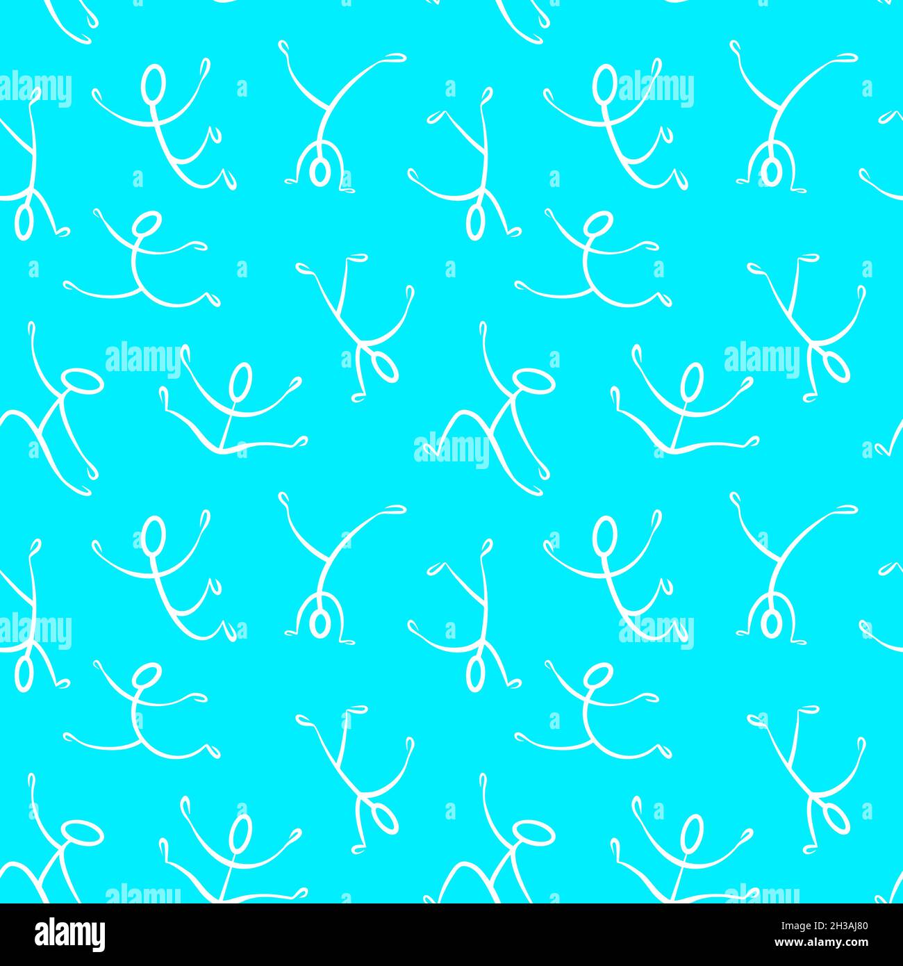 Abstract seamless pattern with stick figures. Dancing people doodle background. Vector illustration. Stock Vector