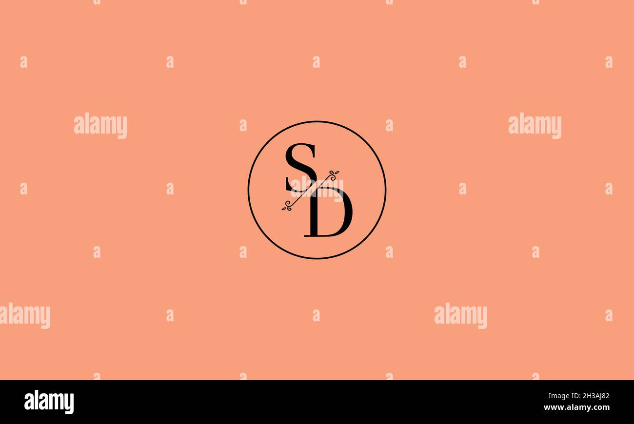LETTERS SD LOGO DESIGN WITH NEGATIVE SPACE EFFECT FOR ILLUSTRATION USE Stock Vector