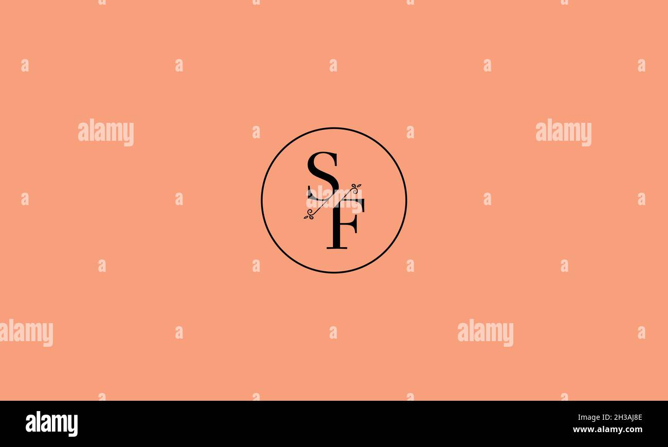 LETTERS SF LOGO DESIGN WITH NEGATIVE SPACE EFFECT FOR ILLUSTRATION USE Stock Vector