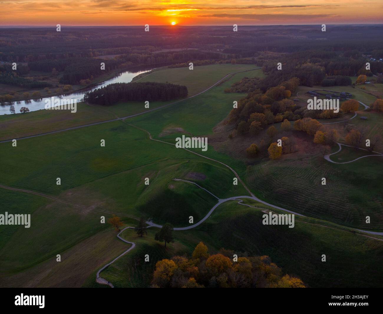 Flight over autumn hills forest hi-res stock photography and images - Alamy