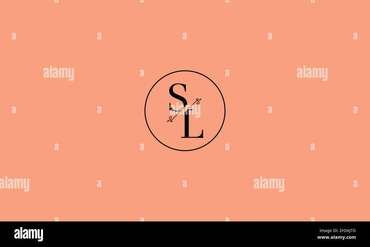 LETTERS SL LOGO DESIGN WITH NEGATIVE SPACE EFFECT FOR ILLUSTRATION USE Stock Vector