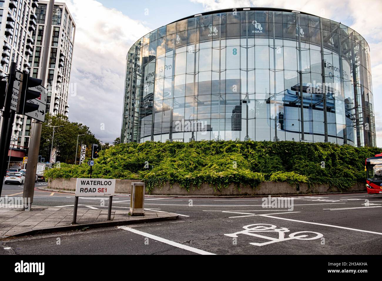 A Glass Exterior Facia Of A Circular Odeon iMax Cinema Complex In Waterloo Central London With No People Stock Photo