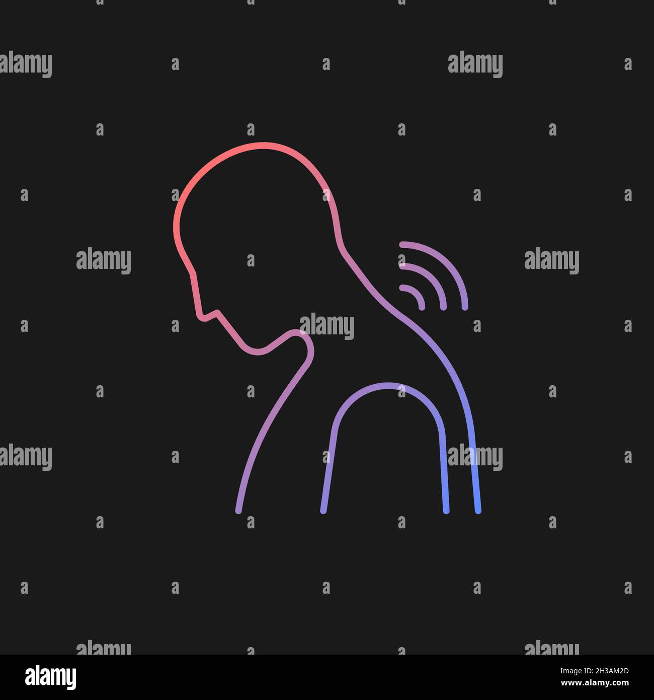 Neck rheumatism gradient vector icon for dark theme Stock Vector