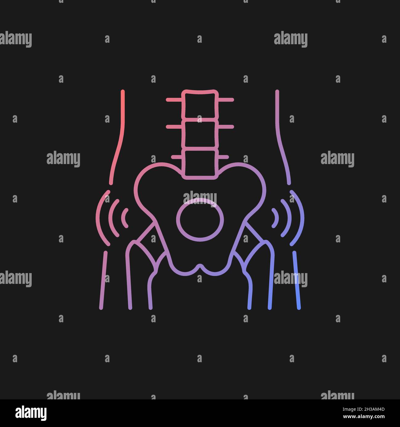 Hips rheumatism gradient vector icon for dark theme Stock Vector