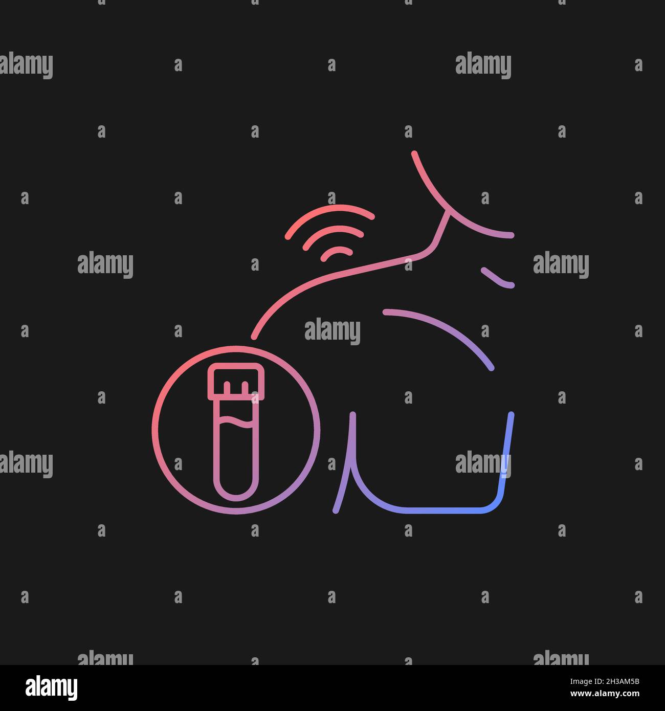 Rheumatism blood tests gradient vector icon for dark theme Stock Vector