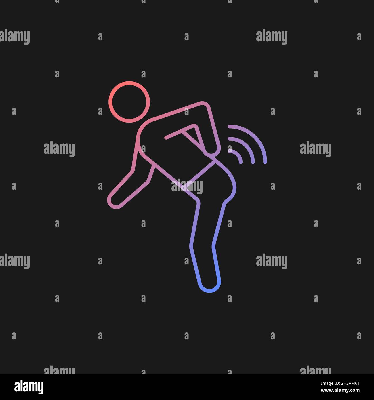 Back rheumatism gradient vector icon for dark theme Stock Vector