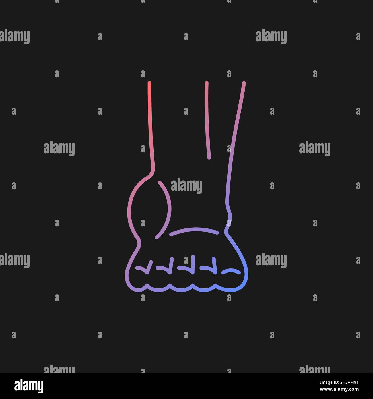 Ankle inflammation gradient vector icon for dark theme Stock Vector