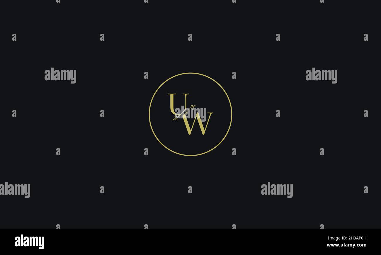 LETTERS UW LOGO DESIGN WITH NEGATIVE SPACE EFFECT FOR ILLUSTRATION USE Stock Vector