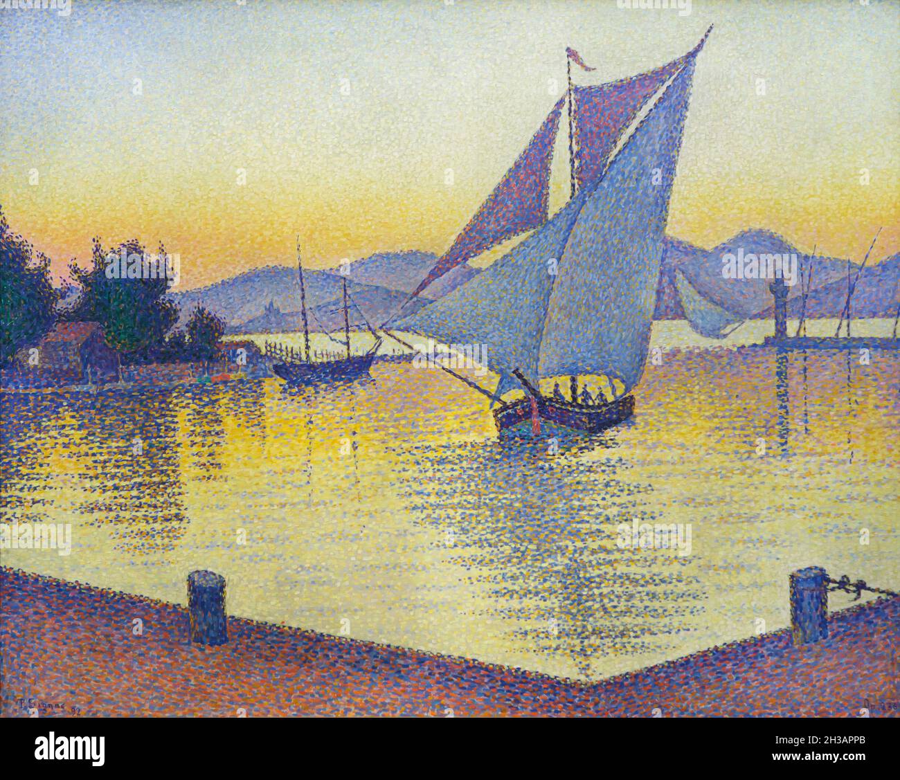 Signac Sunset Painting 'Port at Sunset. Opus 236. Saint-Tropez' by French Neo ...