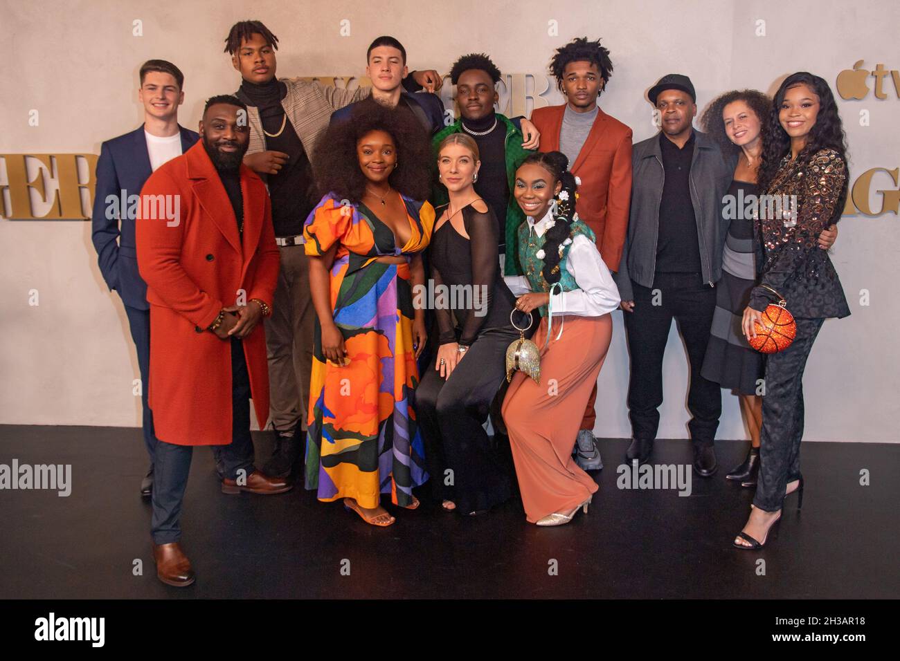 New York, United States. 26th Oct, 2021. (L-R) James Bingham, Sean Baker, Solomon Irama, Christina Jackson, Jason Rivera, Tessa Ferrer, Ozie Nzeribe, Jordan Rice, Isaiah Hill, Reggie Rock Blythewood, Katrina O'Gilvie and Quvenzhané Wallis attend the 'Swagger' New York premiere at Brooklyn Academy of Music in New York City. Credit: SOPA Images Limited/Alamy Live News Stock Photo