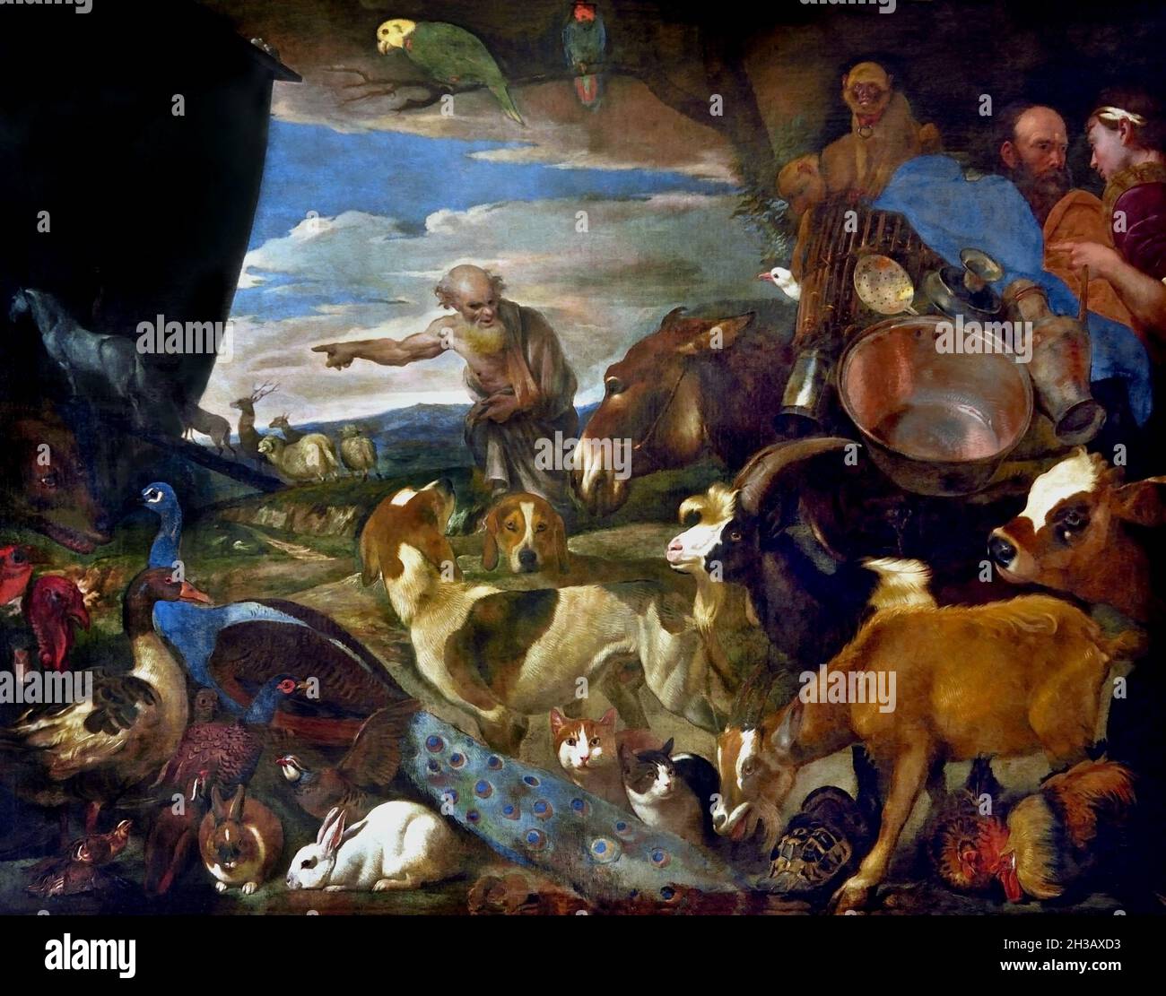 Entry of the Animals into the Ark by Giovanni Benedetto Castiglione Italy, Italian, ( Noah is a Biblical patriarch who built an ark to save each kind of animal from the Great Entry of the Animals into the Ark by Giovanni Benedetto Castiglione Italy, Italian, ( Noah is a Biblical patriarch who built an ark to save each kind of animal from the Great