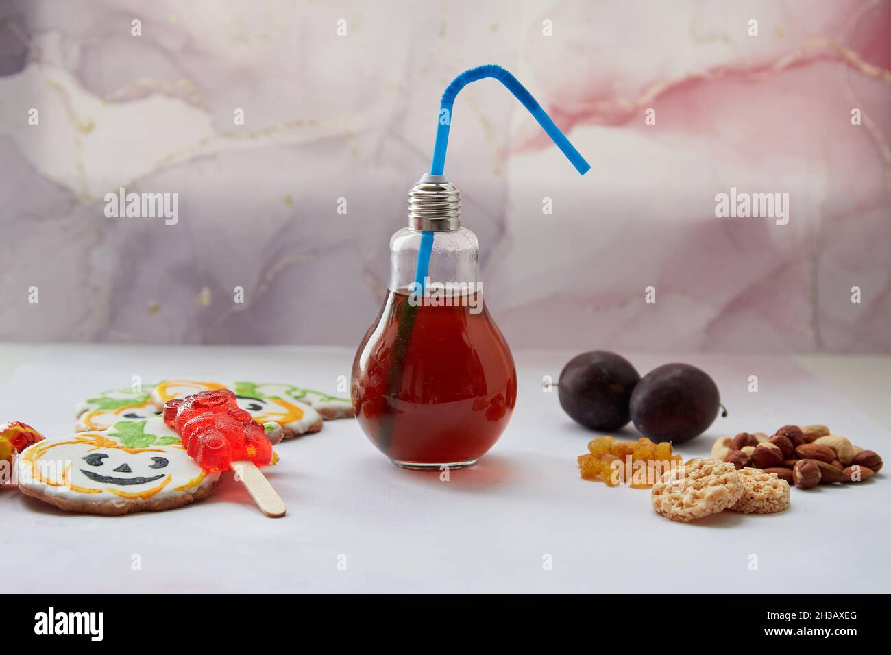 Trick or treat concept. Healthy and unhealthy food in comparison