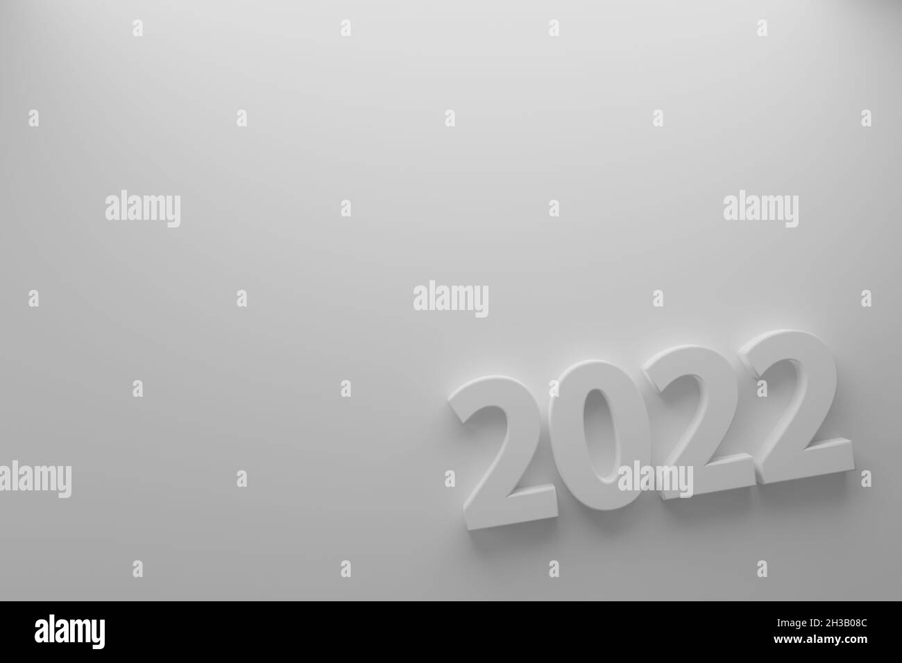 Happy New Year 2022. 3D illustration numbers isolated white background color concept for confetti  on Christmas holiday. Action plan and challenge on Stock Photo