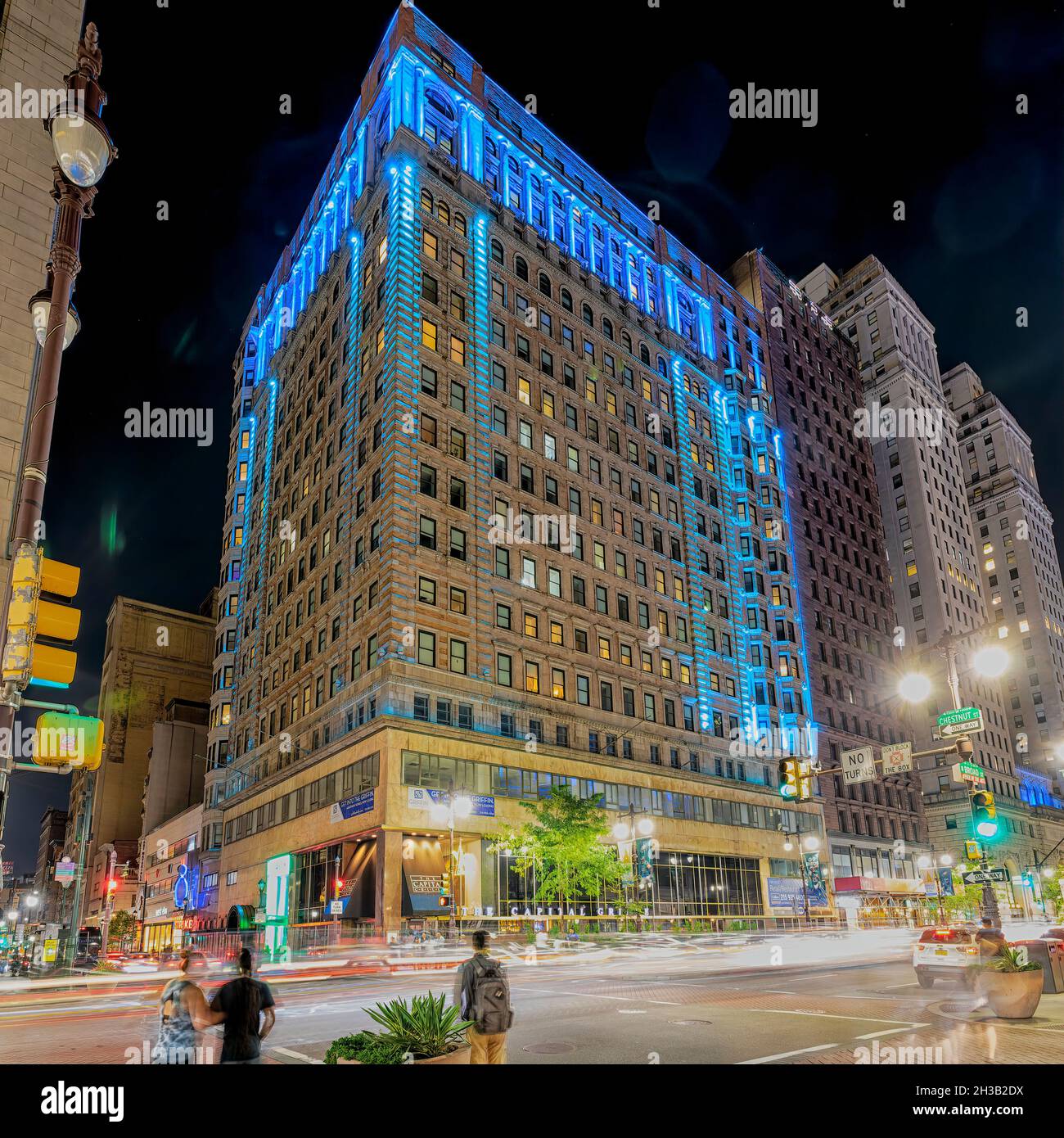 1338 Chestnut Street, Griffin, is lit in constantlychanging colors after dark. The Philadelphia