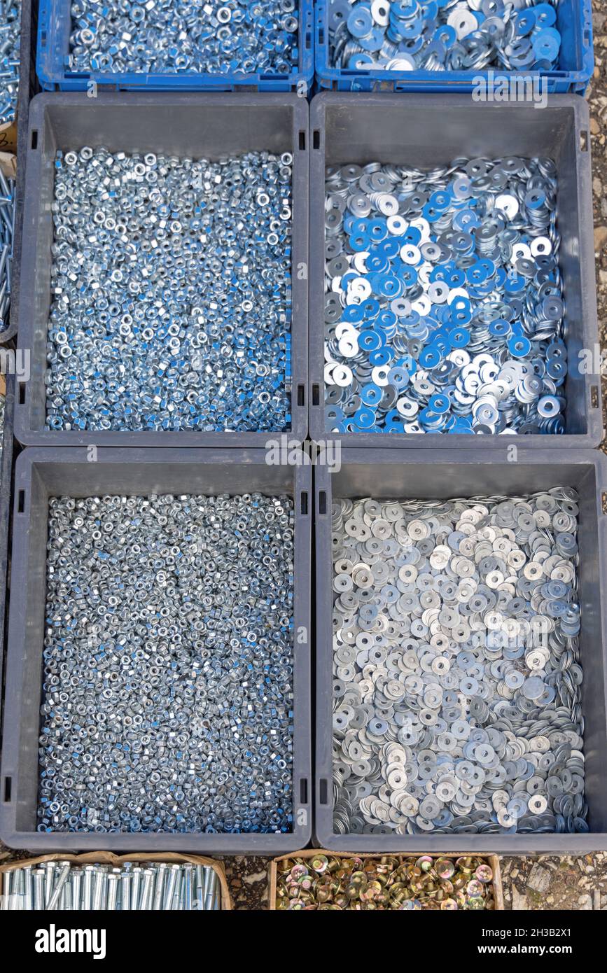 Various Metal Washers in Boxes at Harware Shop Stock Photo Alamy