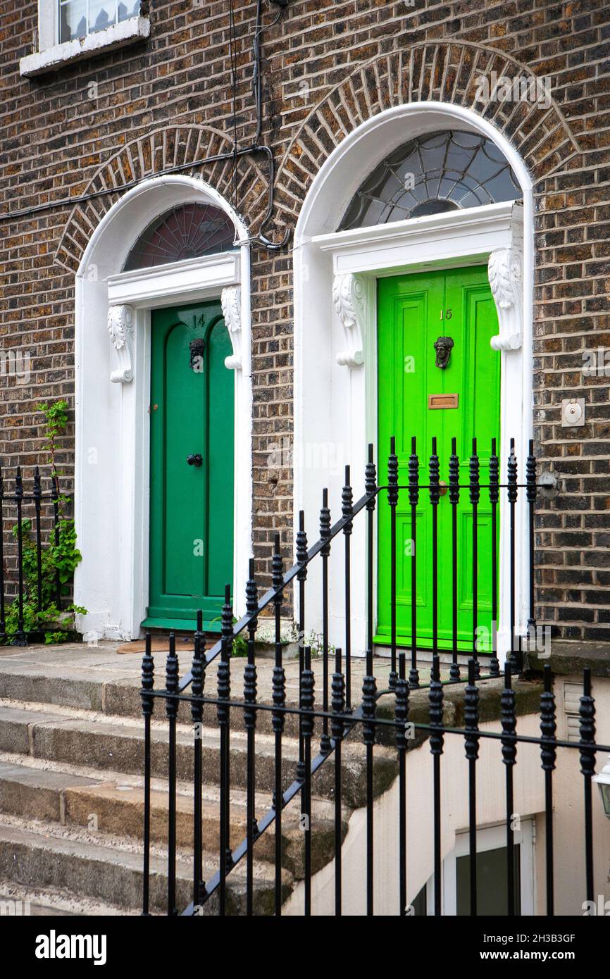 Green painted doors in Dublin, Ireland Stock Photo Alamy