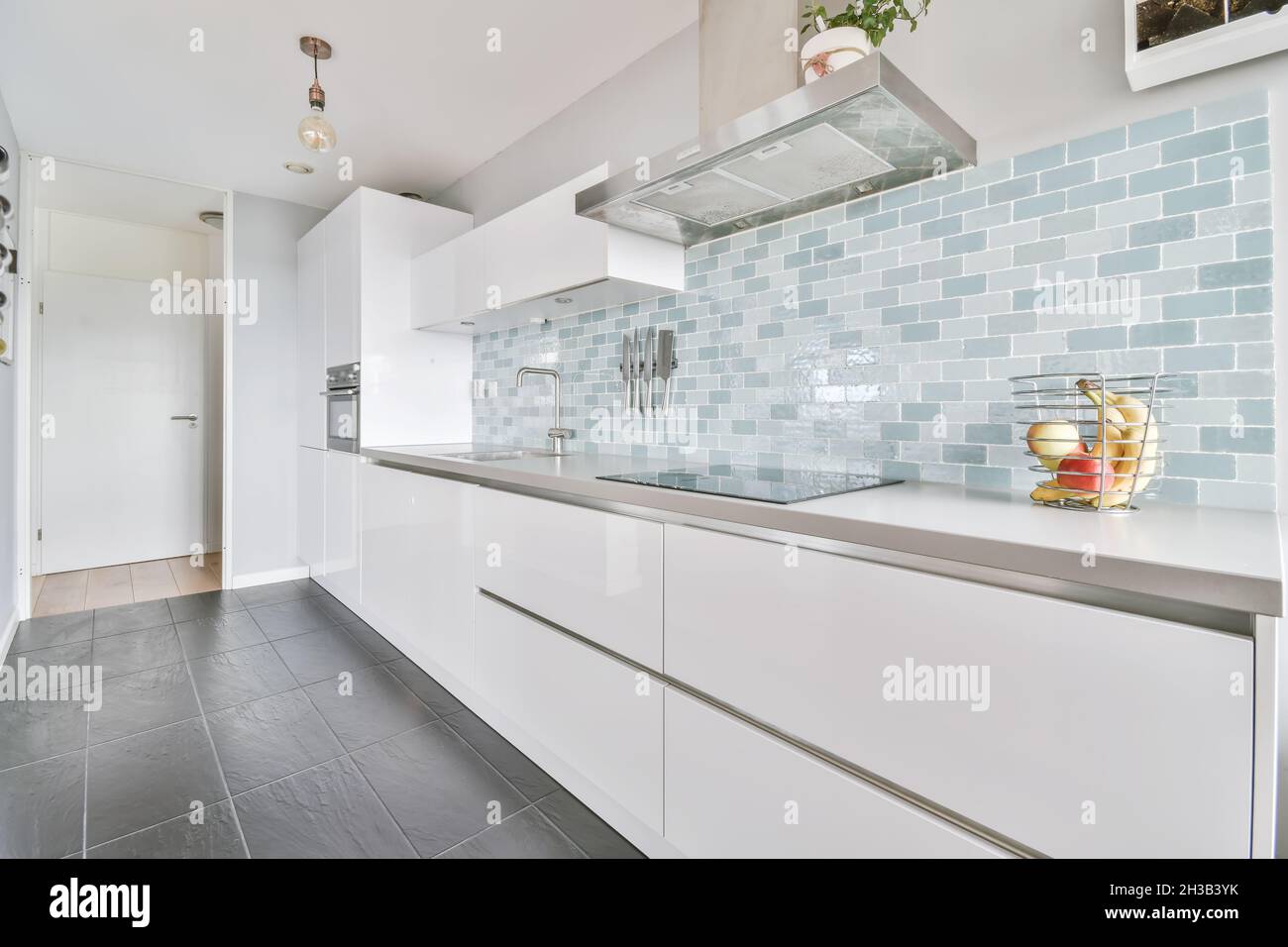 View of Interior of elegant kitchen design in luxury apartment Stock Photo - Alamy