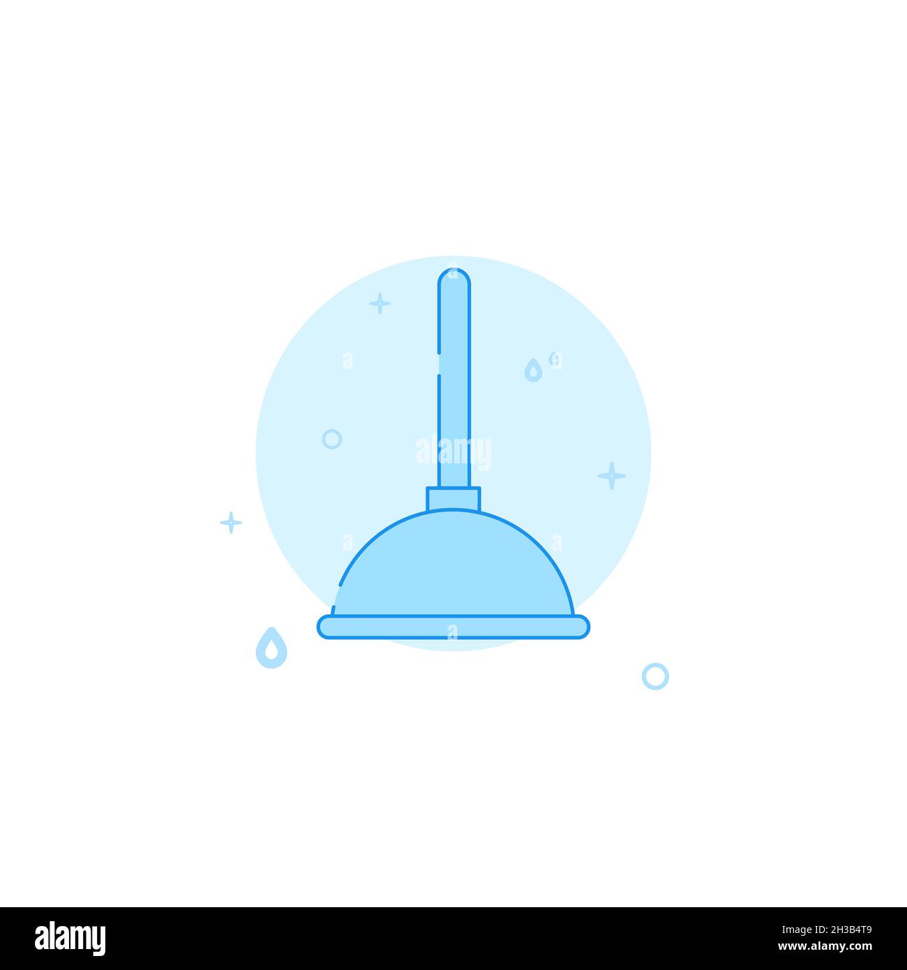 Drain pipe cleaner icon. Plumbing flat illustration. Filled line style. Blue monochrome design. Editable stroke. Adjust line weight. Stock Photo