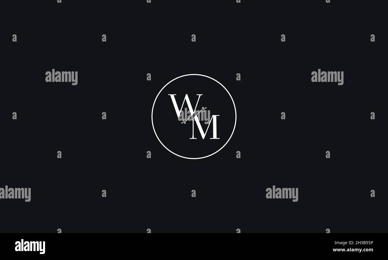 LETTERS WM LOGO DESIGN WITH NEGATIVE SPACE EFFECT FOR ILLUSTRATION USE Stock Vector