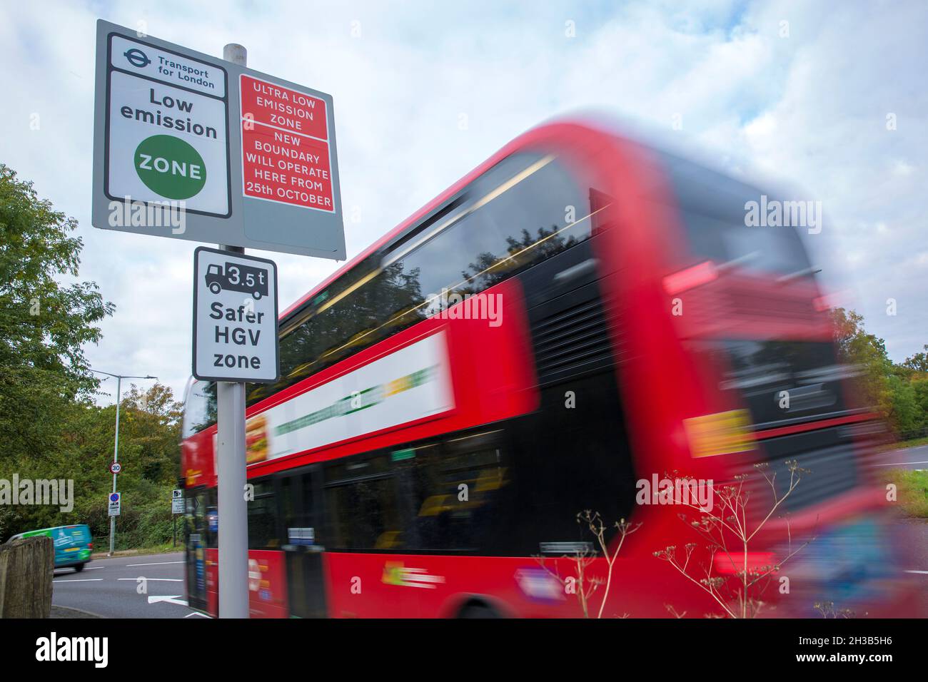 A road sign informing motorists of the expansion of Ultra Low Emission ...