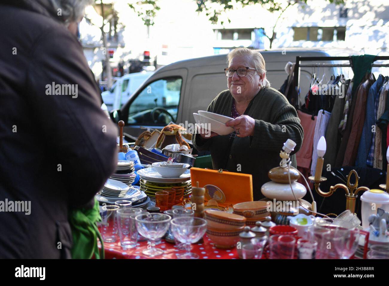 Garage sale in the 19th district of Paris, France on October 24, 2021