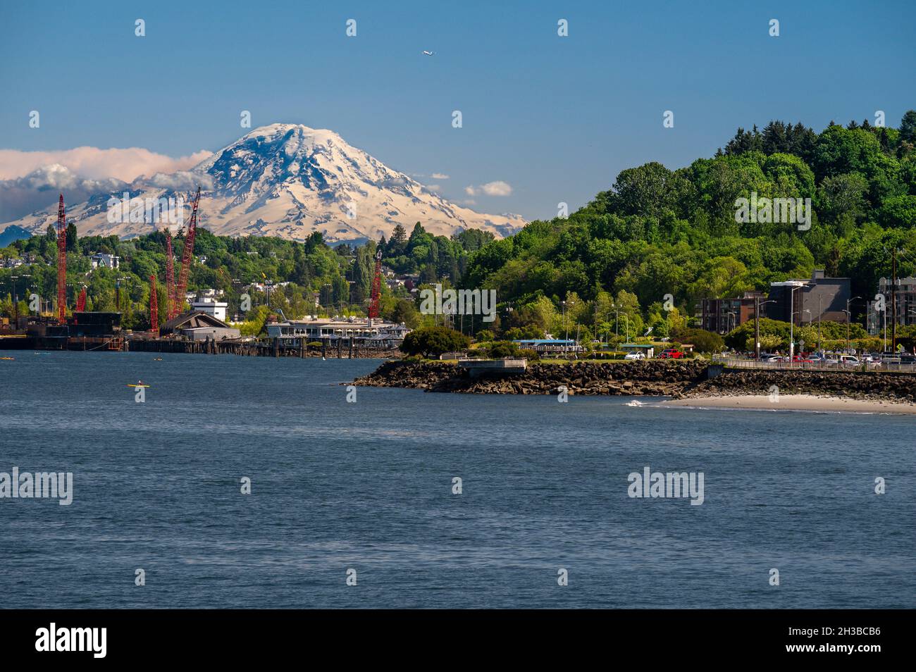 Mount Rainier Alongside West Seattle During A Ferry Ride Stock Photo ...