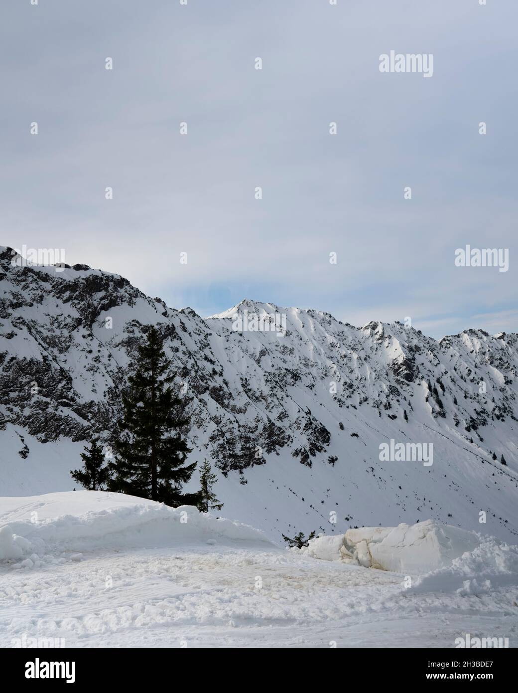 White sunny snow mountain landscapes Stock Photo