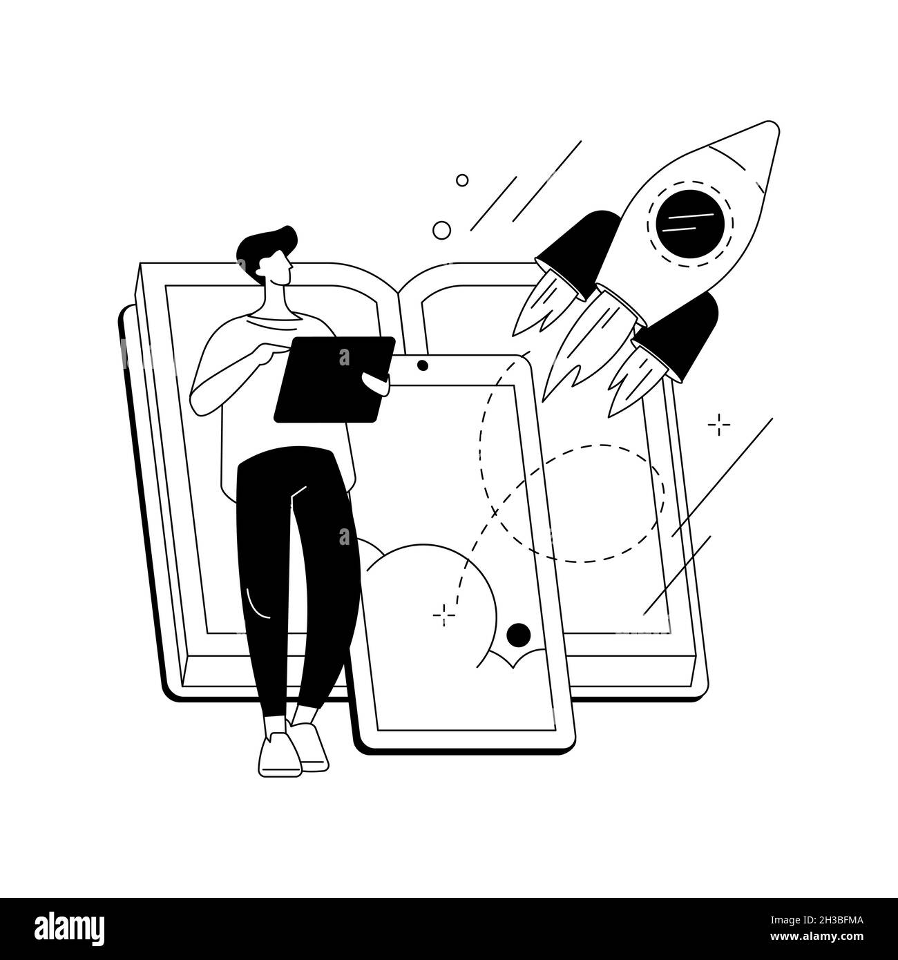 Augmented reality book abstract concept vector illustration Stock