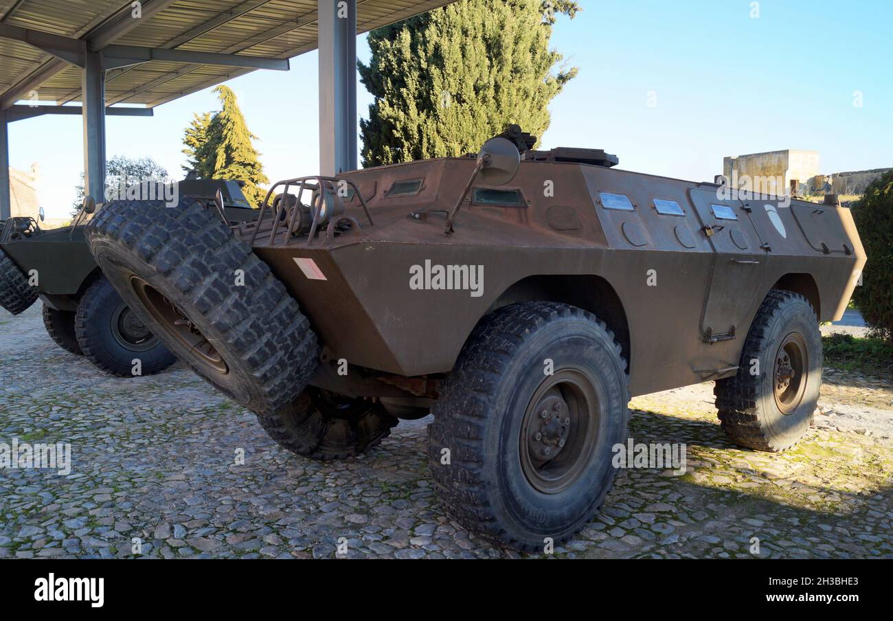 Bravia Chaimite armored vehicle on the exposition in the Military Museum of Elvas, Portugal Stock Photo