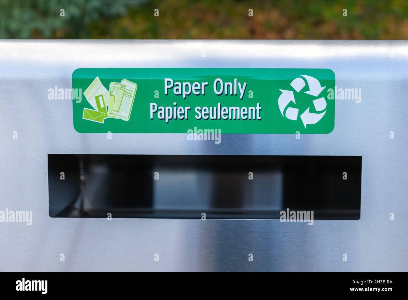 Ottawa, Canada October 7, 2021 Garbage bin for paper only. Trash