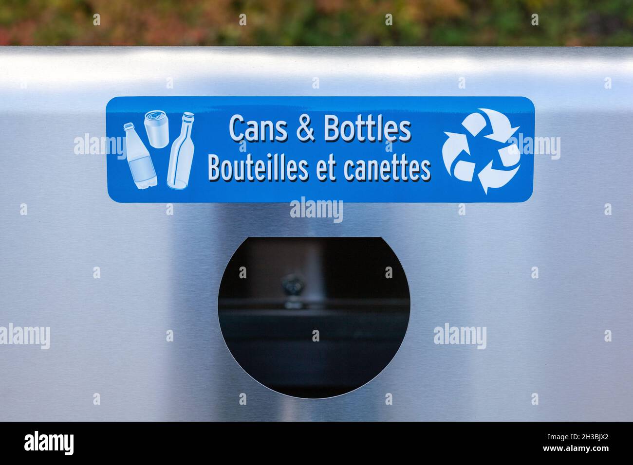Ottawa, Canada October 7, 2021 Garbage bin for cans and bottles to
