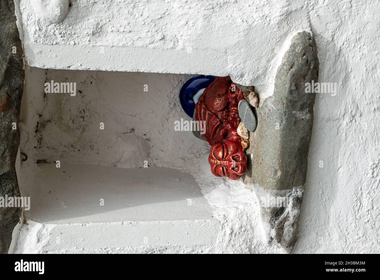 Y Ddraig Goch (The red dragon) in a cottage post point. Stock Photo