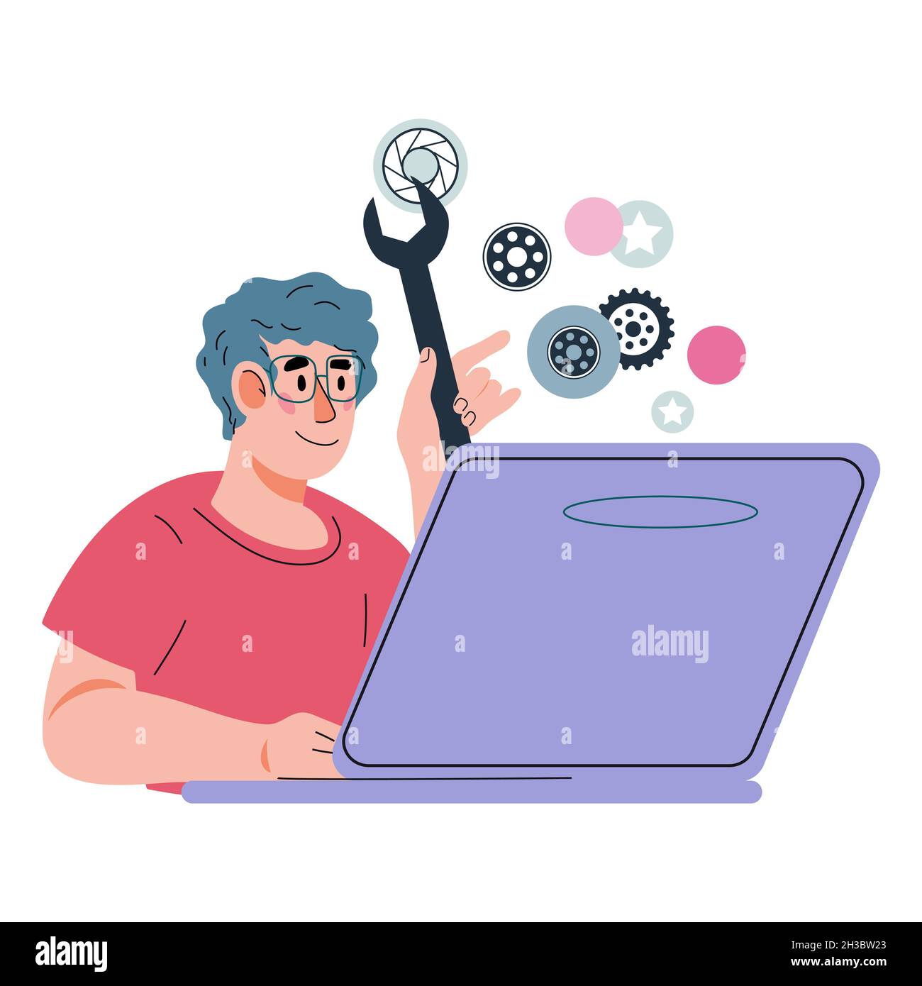 Online technical support of site or mobile app with technician 