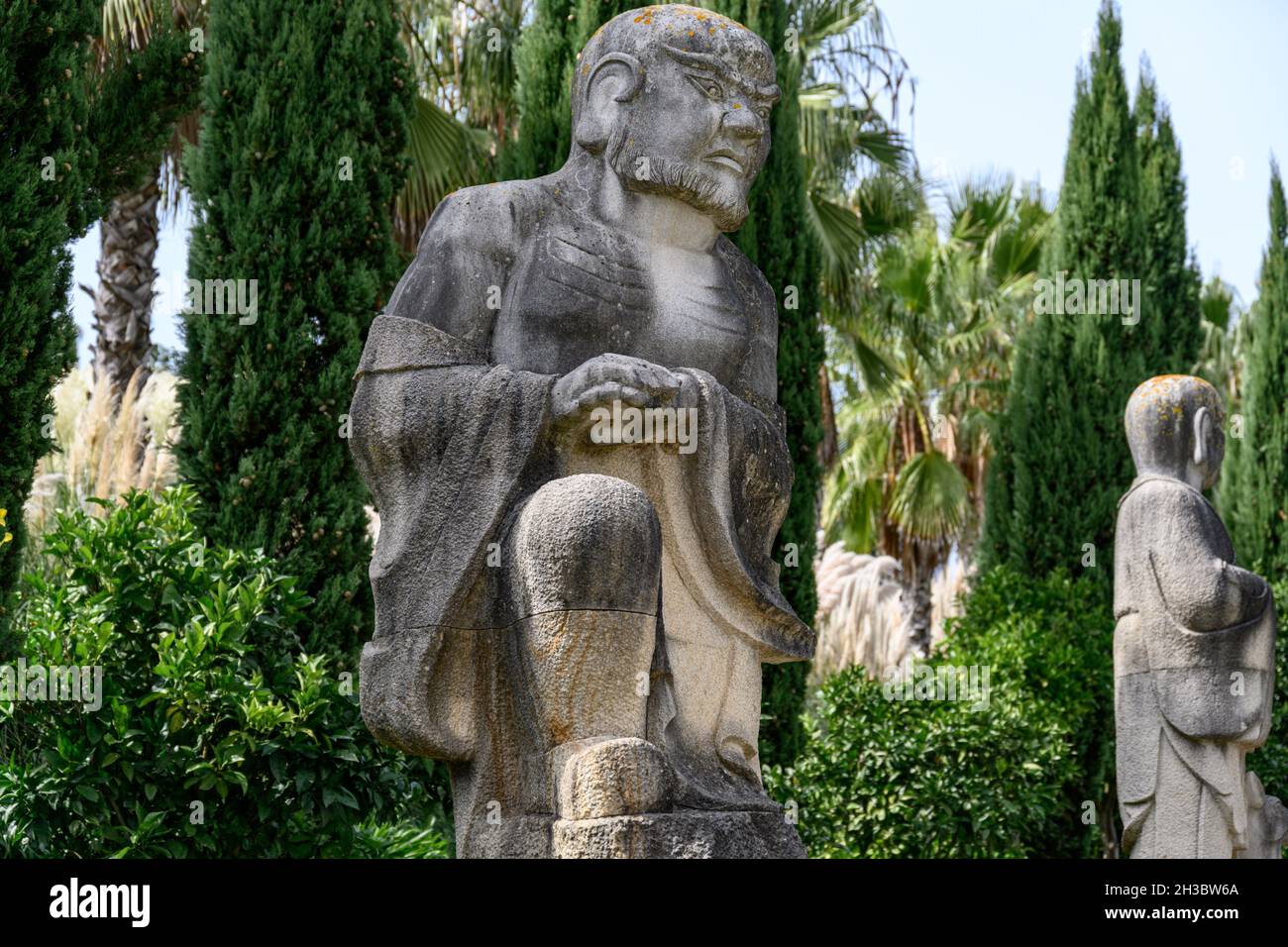 View of statues at the Bacalhoa Buddha Eden, Bombarral, Portugal Stock