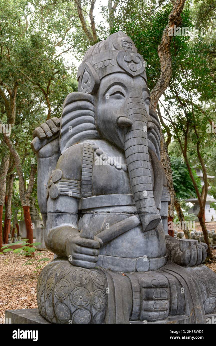 View of statues at the Bacalhoa Buddha Eden, Bombarral, Portugal Stock
