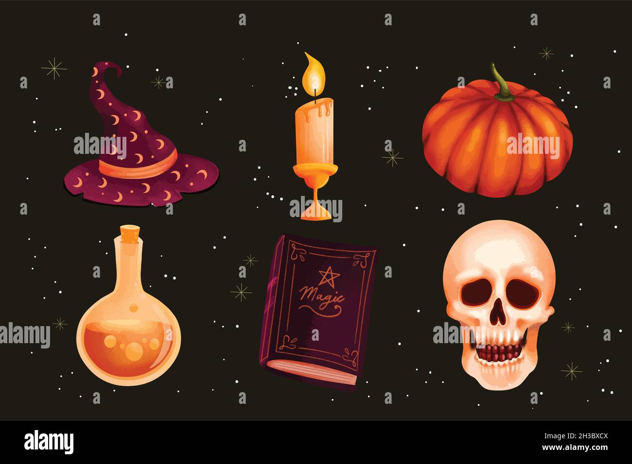 hand drawn halloween element collection design vector illustration ...