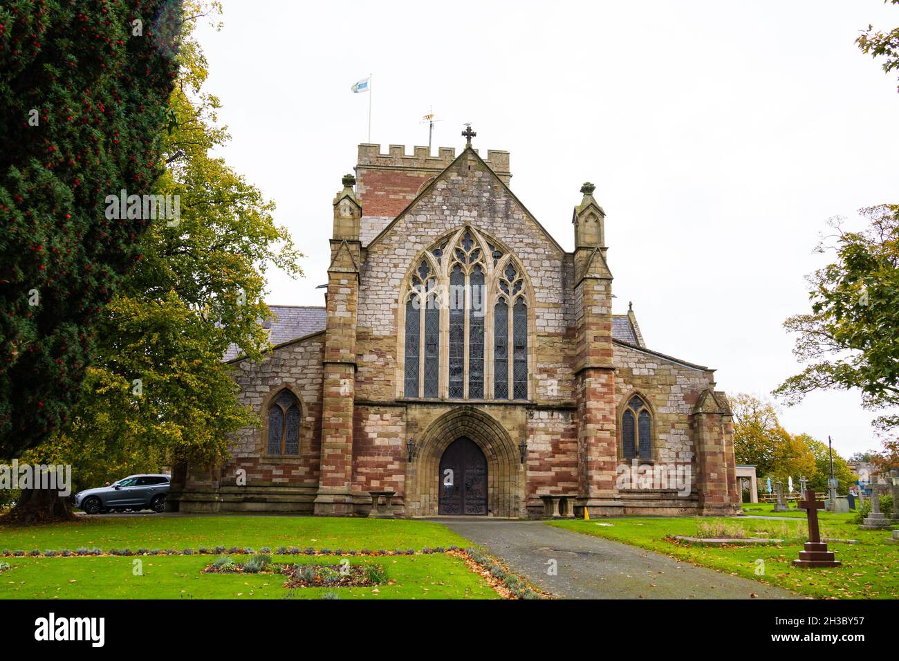 Britains second smallest cathedral.  Asaphs cathedral, St Asaph. Denbighshire, Wales. Stock Photo