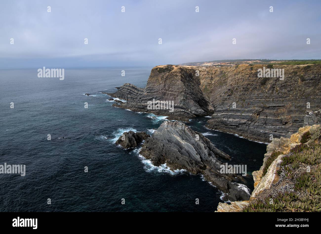 Cabo Sardão (Sardao Cape) Cliffs and Sea in Alentejo, Portugal Stock Photo