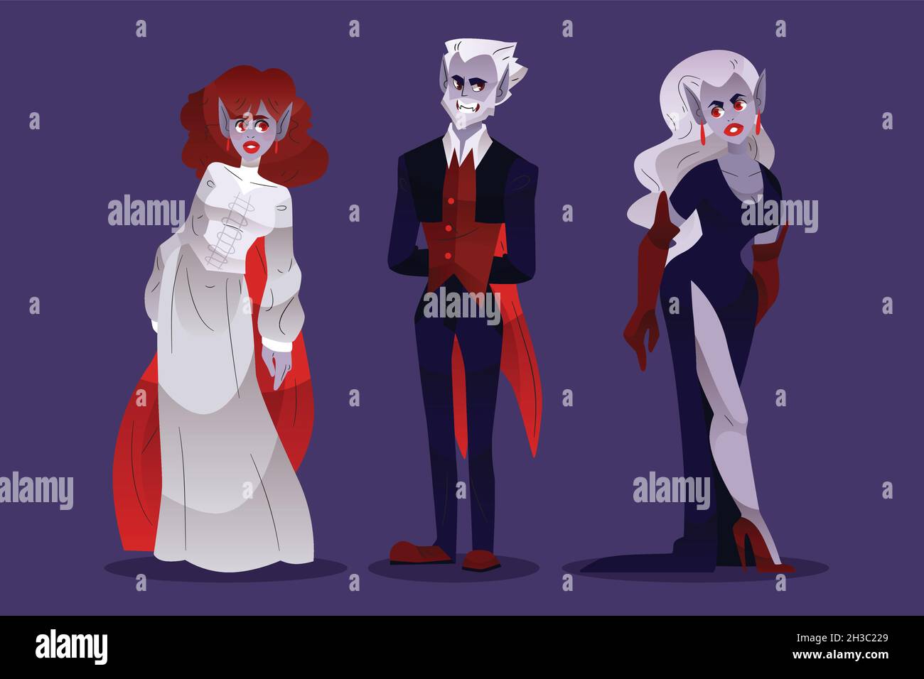 halloween vampire character collection design vector illustration Stock ...