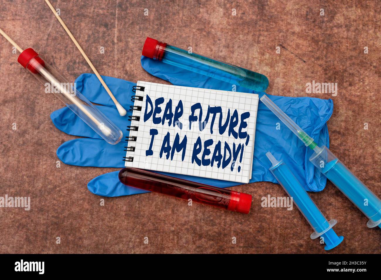 Reeady Hand writing sign Dear Future I Am Ready. Concept meaning state action ...
