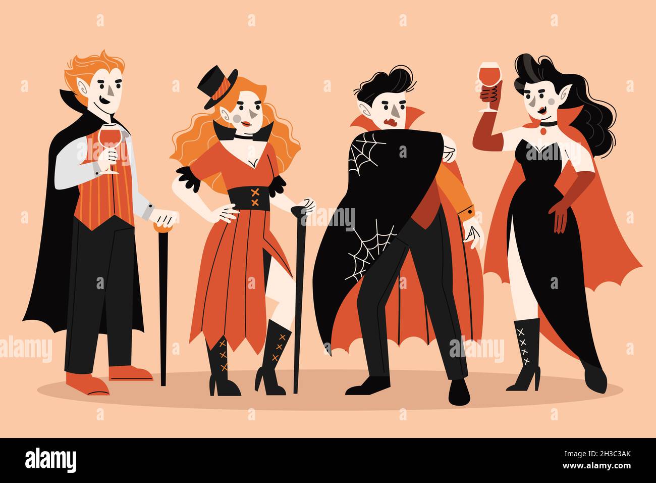 hand drawn vampire character collection design vector illustration ...