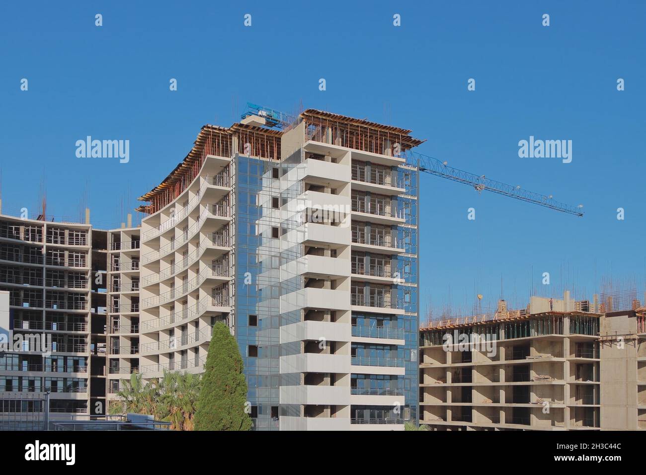 Construction of multistorey residential complex. Adler, Sochi, Russia Stock Photo